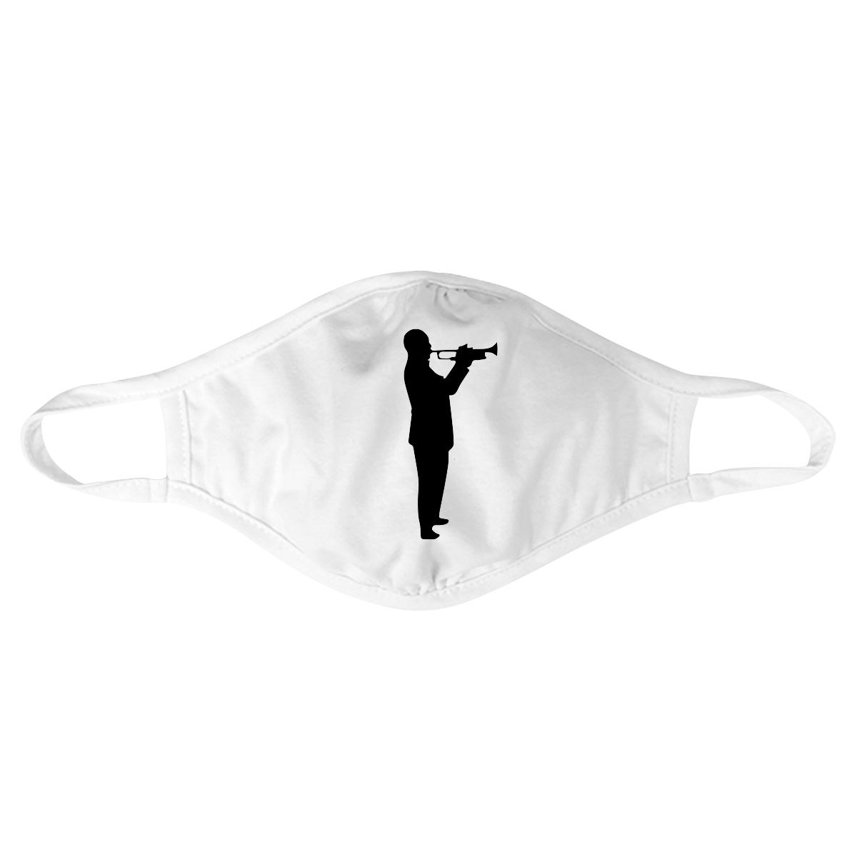 Louis Armstrong Silhouette Face Mask White